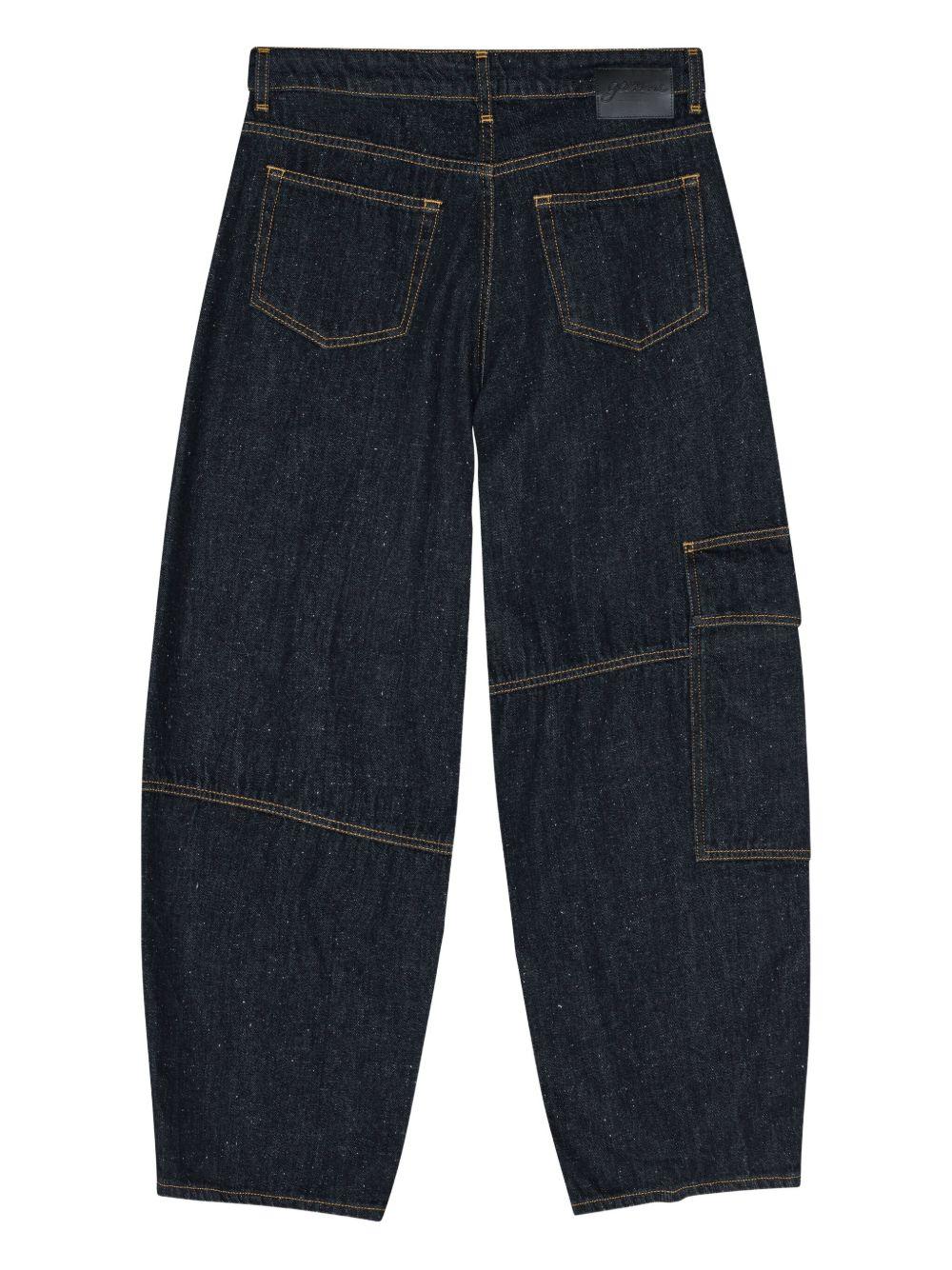 GANNI Jeans con patch a quadri blu notte