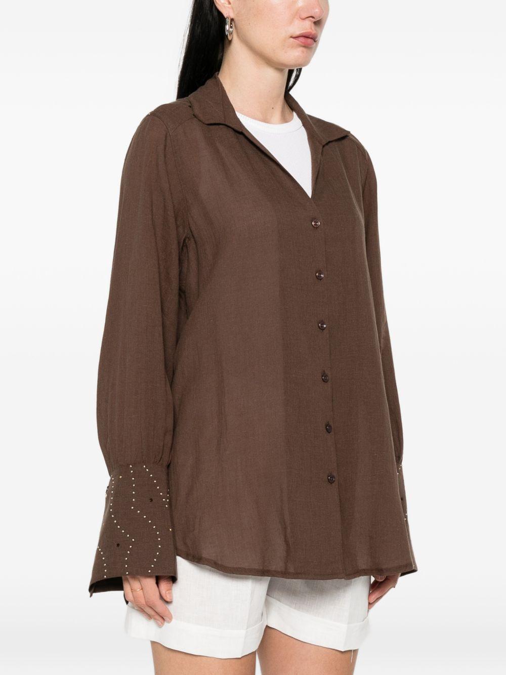 VENUJA Camicia Rodeo marrone con borchie e strass