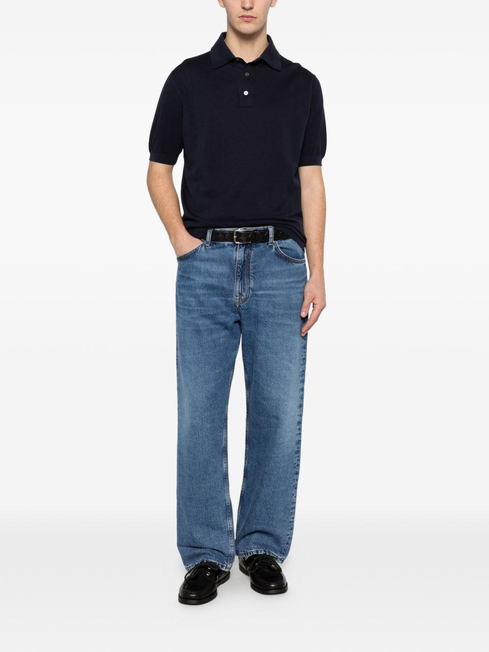 LARDINI Polo in cotone blu navy maniche corte con colletto a polo