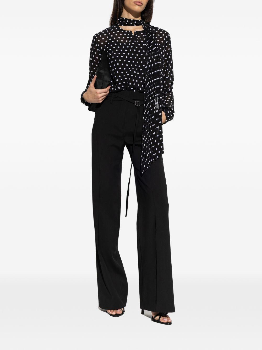 MICHAEL KORS Camicia nera a pois bianchi