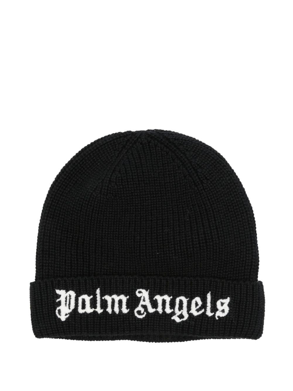 PALM ANGELS Berretto nero con logo