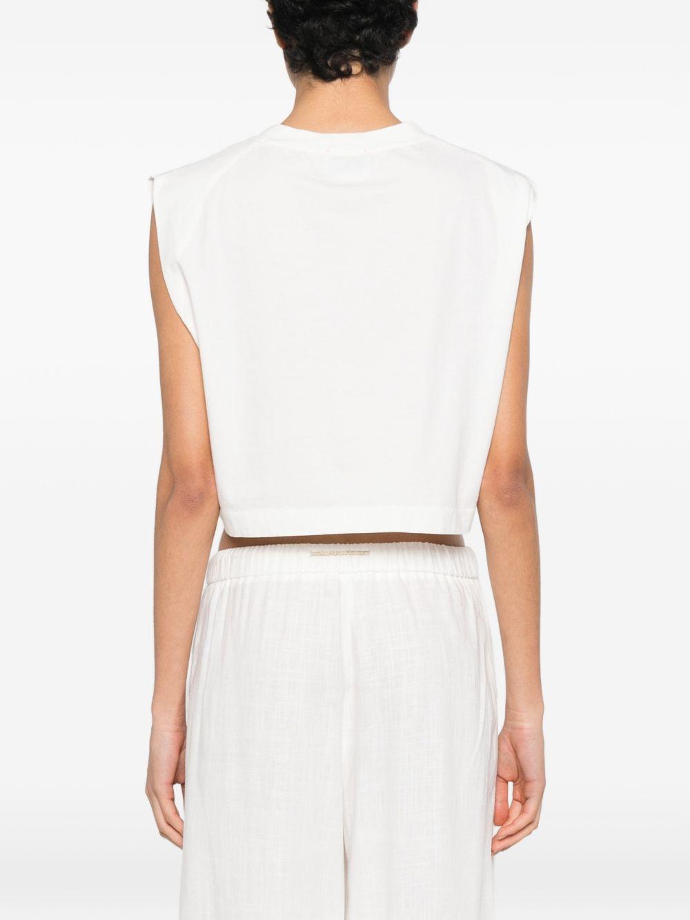 FORTE FORTE Top di cotone con ricami senza maniche