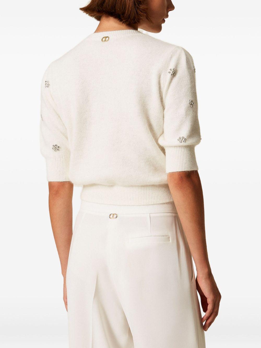 TWINSET Maglia a maniche corte con decorazioni in strass