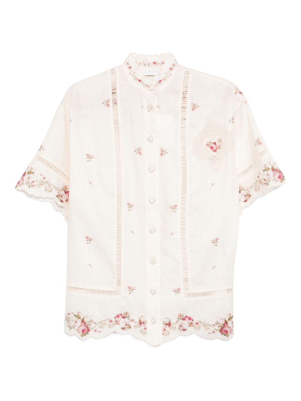 ZIMMERMANN Camicia 'Patience' a fiori con dettagli in pizzo