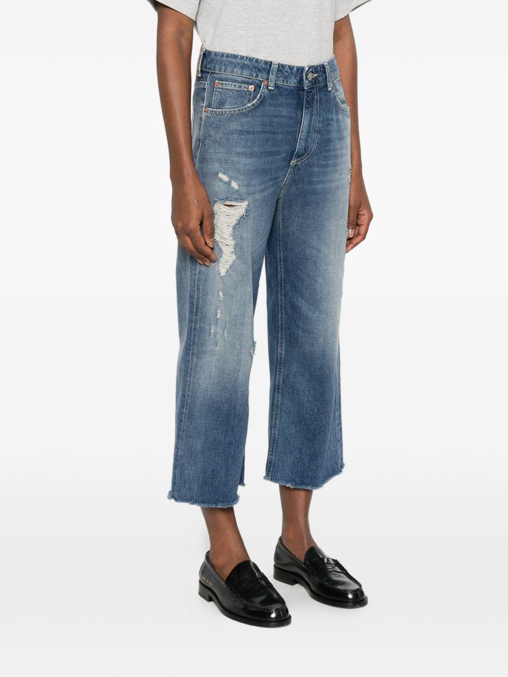 DONDUP Jeans cropped in cotone con strappi