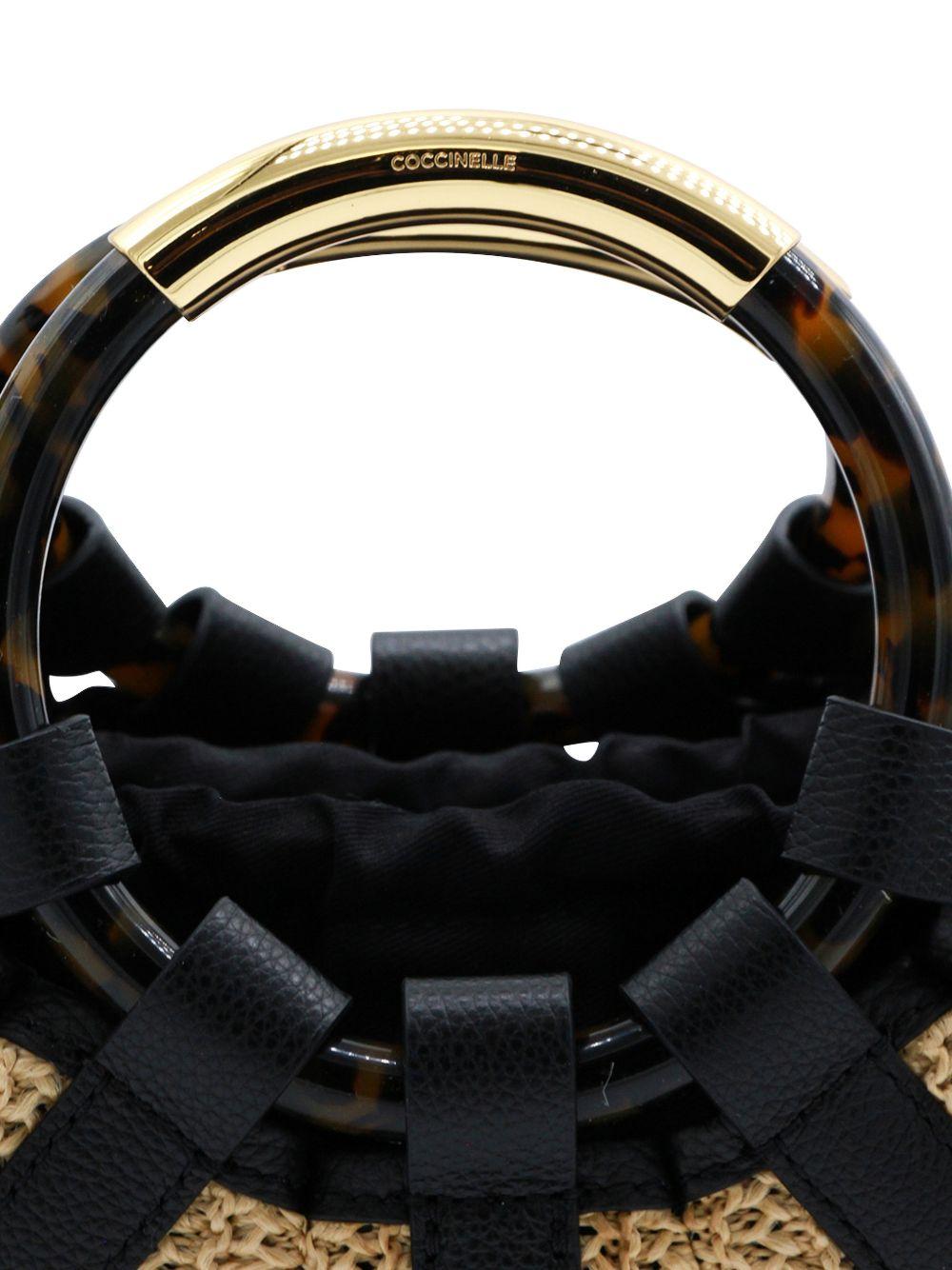 COCCINELLE Borsa a mano in pelle nera con manici circolari