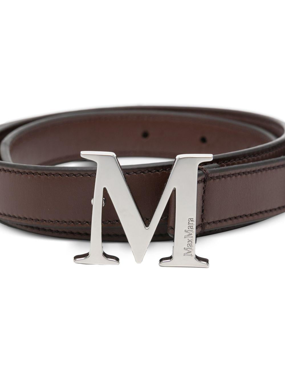 MAX MARA Cintura Classic in pelle marrone