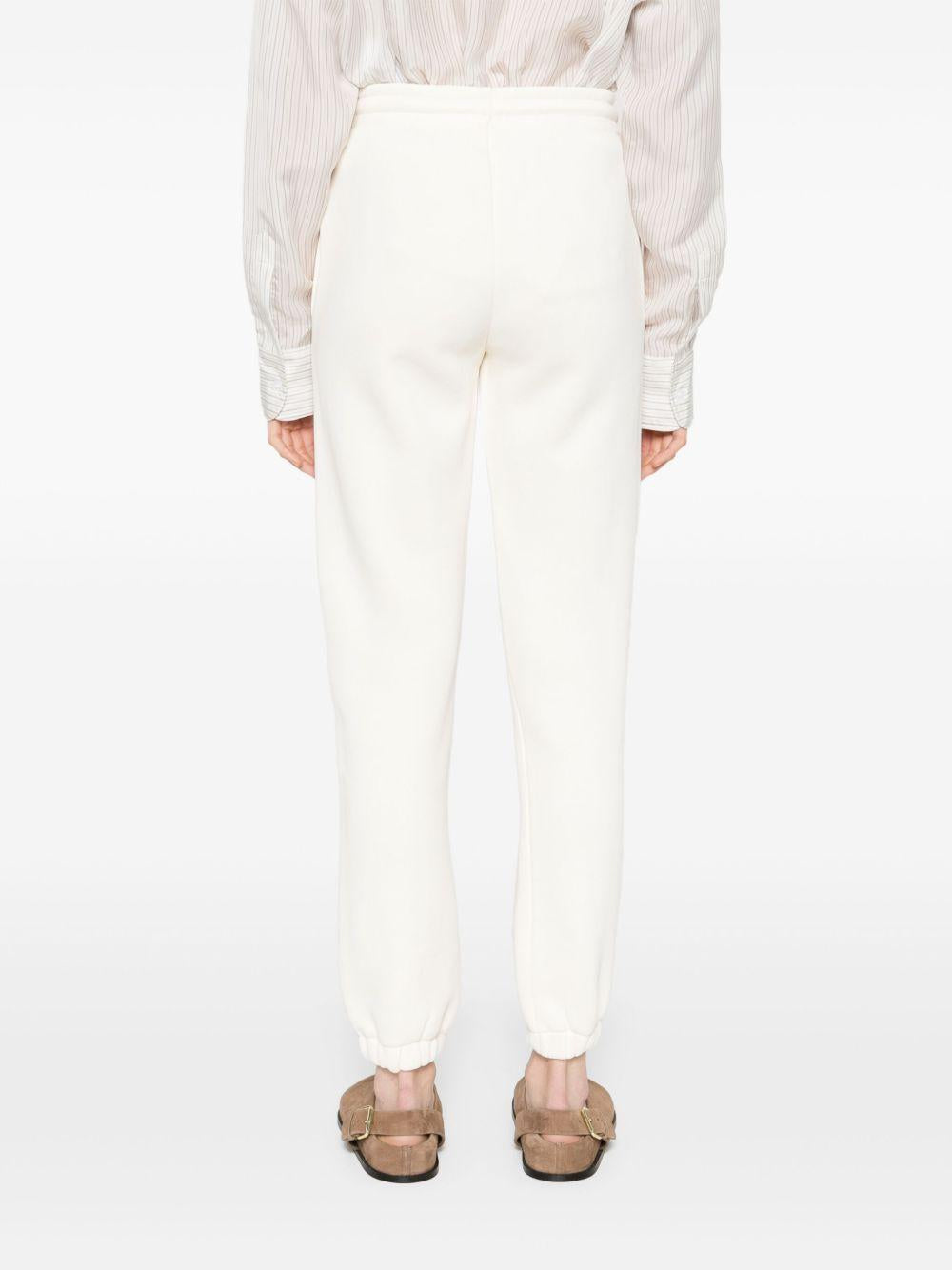 MONCLER Pantaloni sportivi tuta bianchi con coulisse in vita