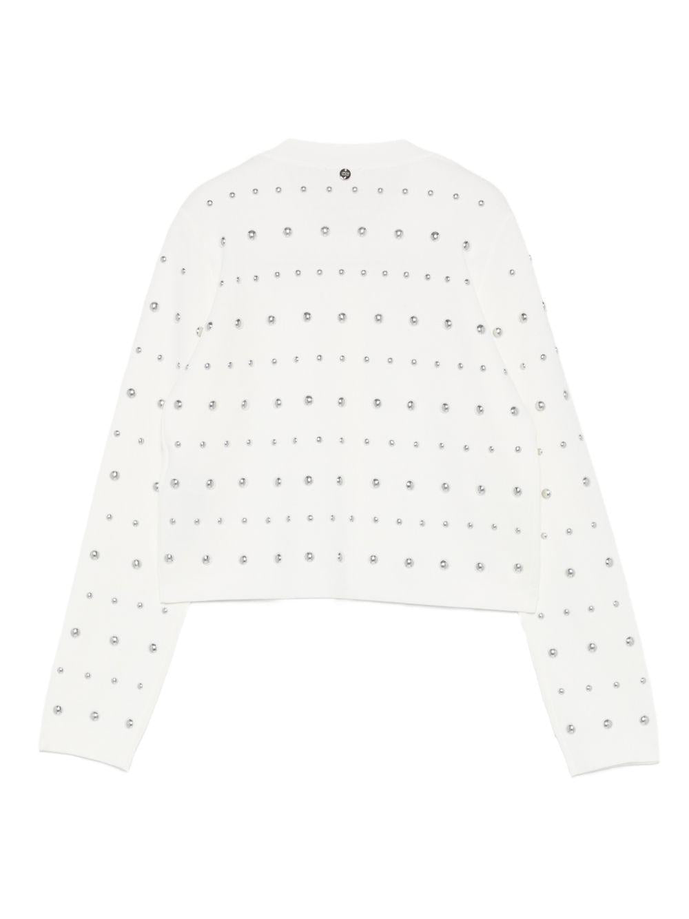 LIUJO Cardigan bianco con perle all-over