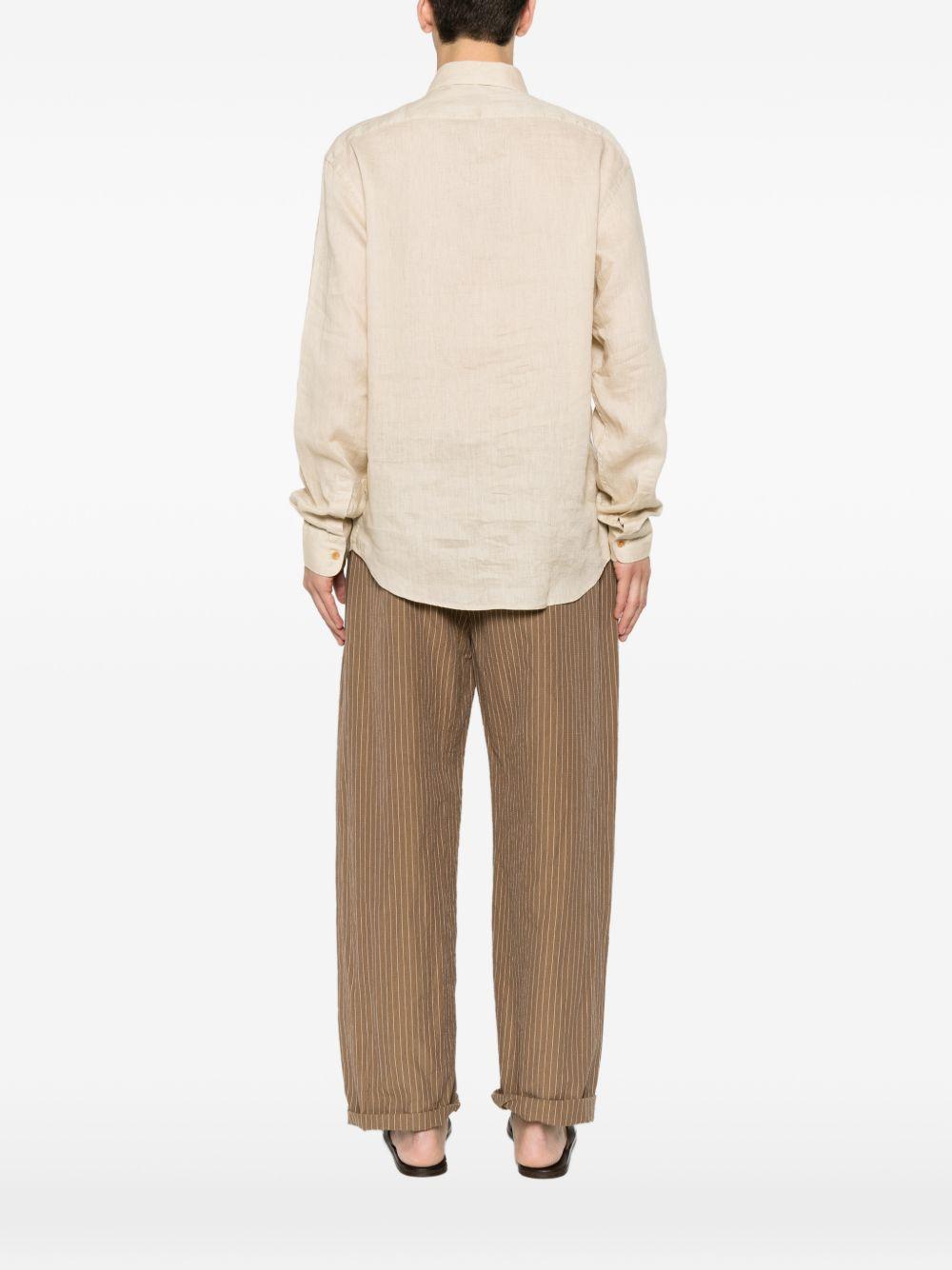 PALM ANGELS Camicia in lino beige con logo