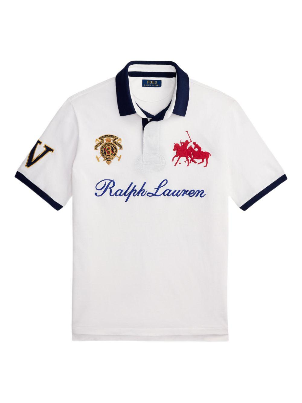 POLO RALPH LAUREN Polo in cotone bianco con ricami