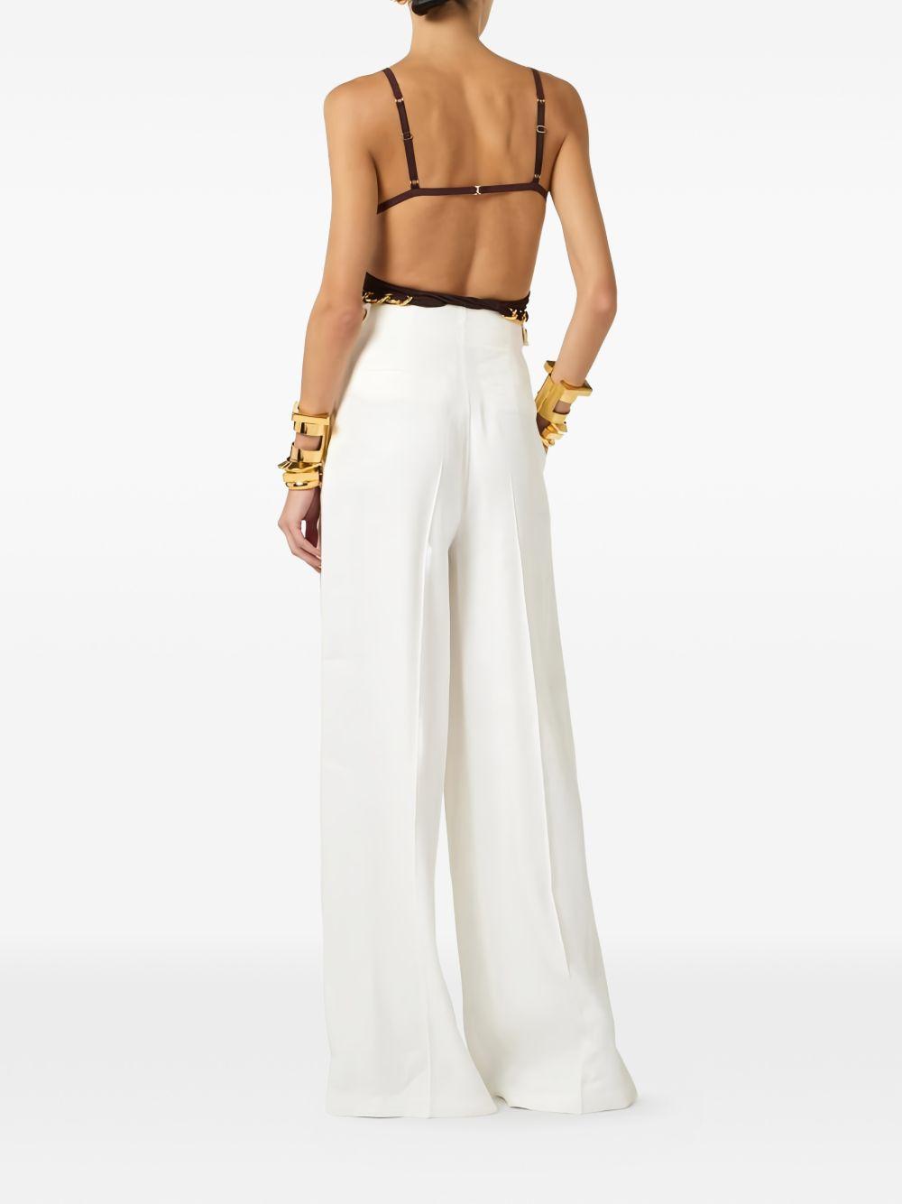 ELISABETTA FRANCHI Pantaloni bianchi avorio a gamba larga