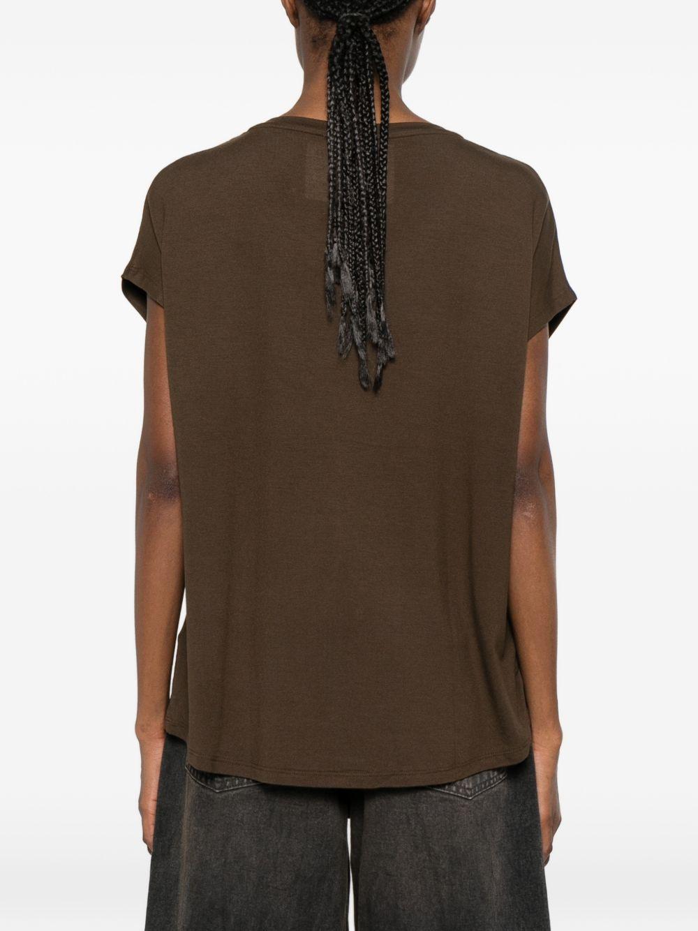 MAJESTIC FILATURES T-shirt morbida con scollo a V marrone