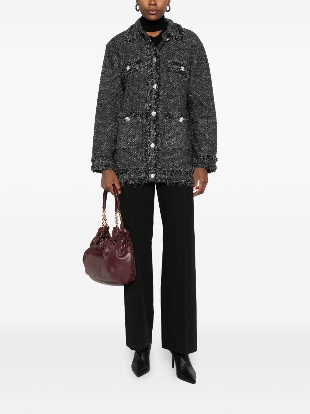 BLUGIRL Cardigan grigio con profili sfrangiati