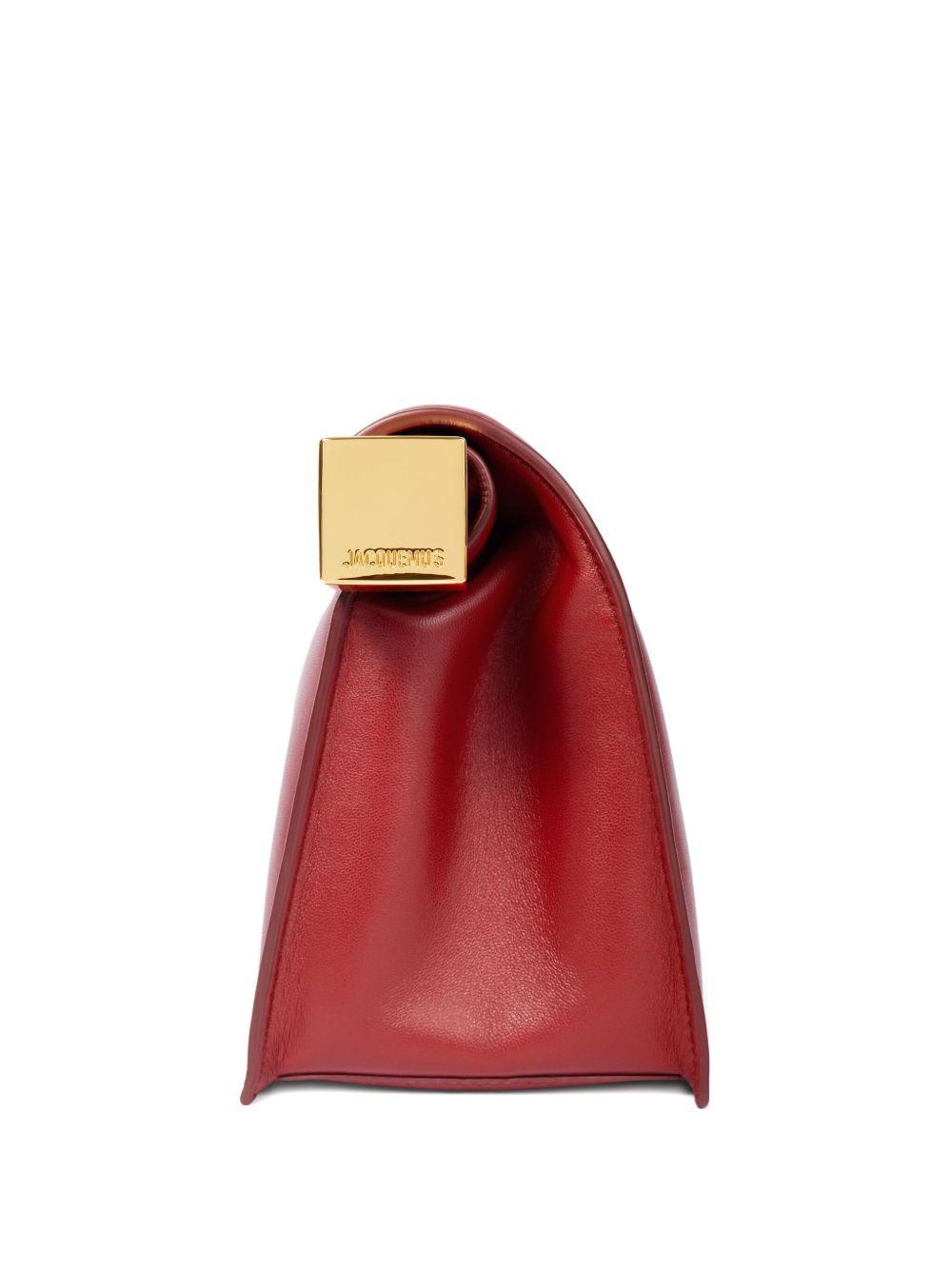 JACQUEMUS Pochette Ronde Carré in pelle rossa