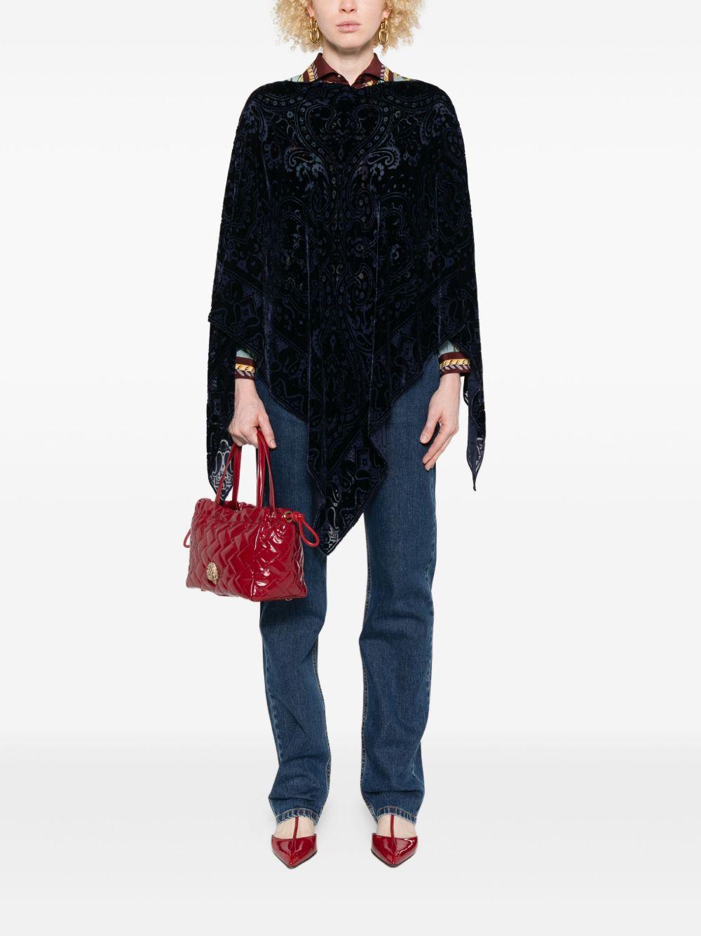 ETRO Poncho blu con stampa paisley