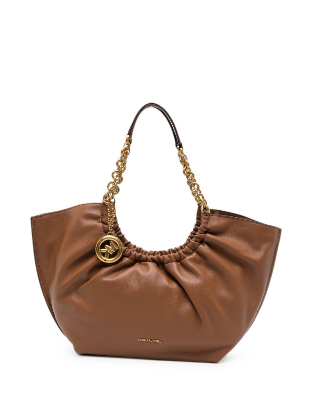MICHAEL KORS Borsa hobo in pelle marrone con charm MK