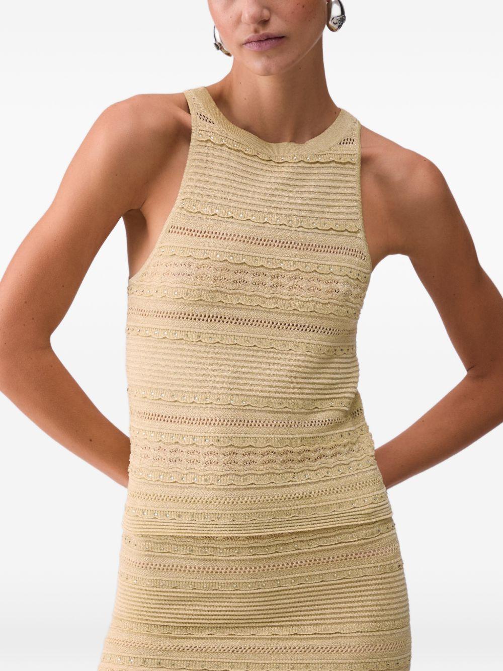 LIUJO Top giallo paglia in crochet