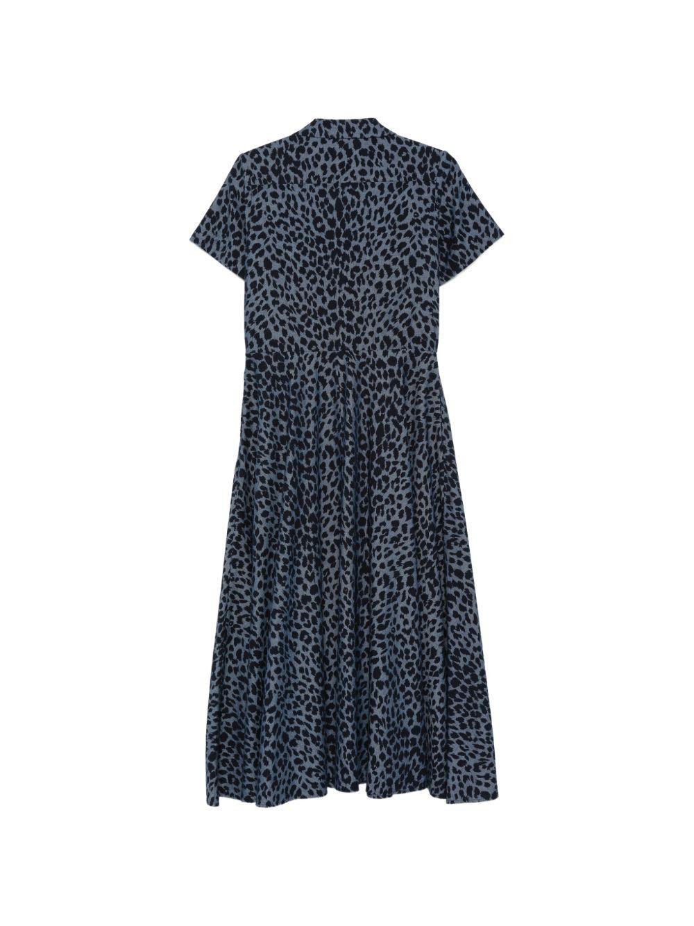 ASPESI Abito midi in cotone con stampa leopardata
