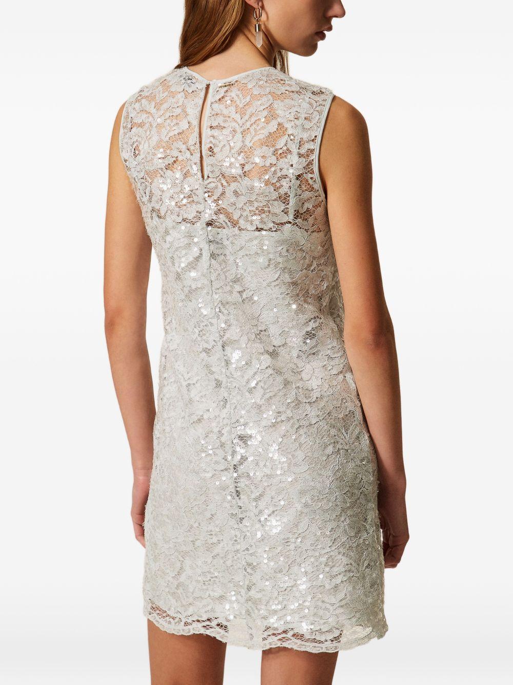 TWINSET Mini abito in pizzo ricamato con paillettes