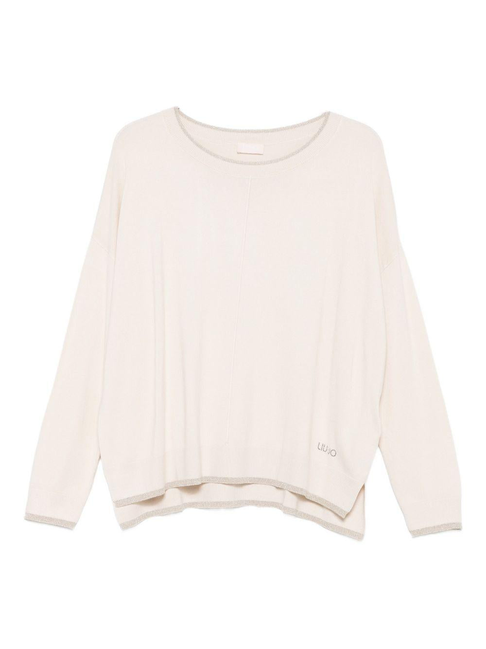 LIUJO Maglia bianco naturale con profili metallizzati
