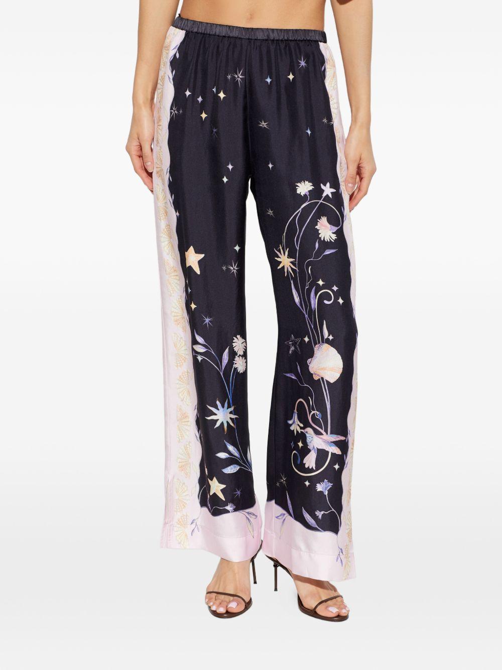 FORTE FORTE Pantaloni My Pants in seta con stampa grafica