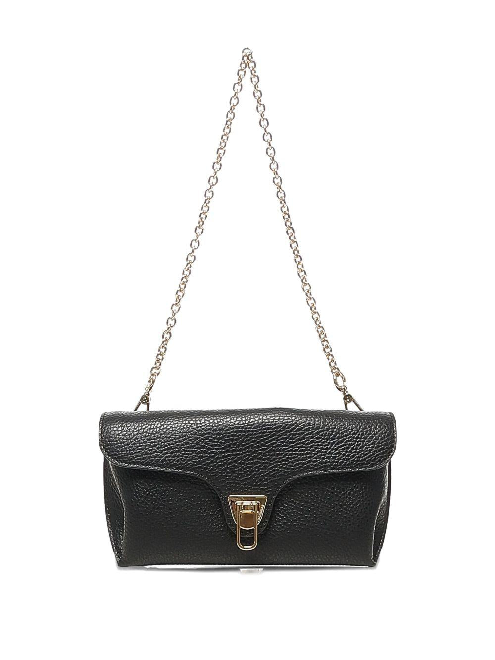 COCCINELLE Borsa in pelle nera con silhouette a trapezio