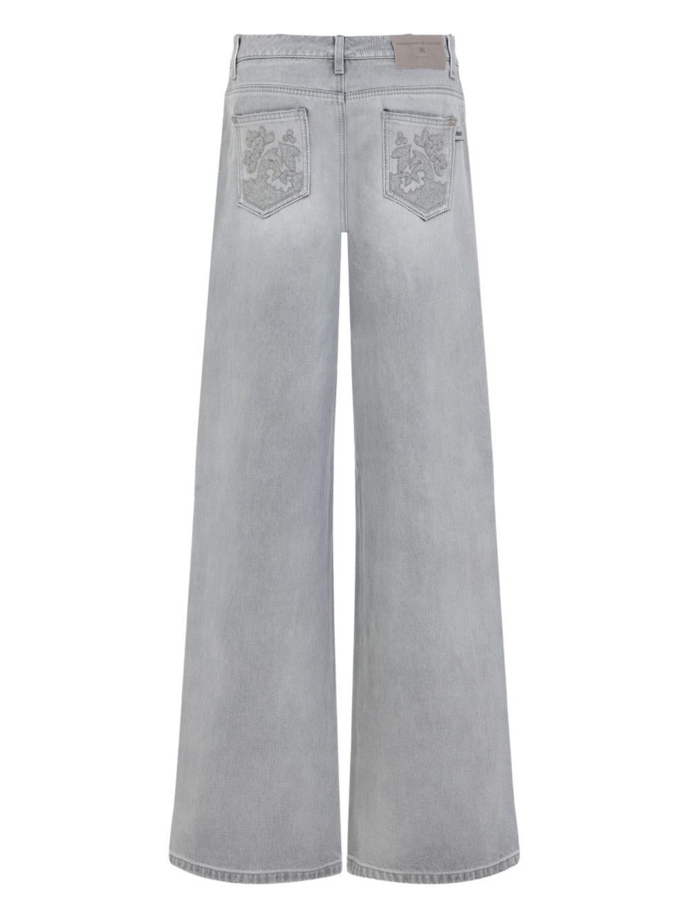 ERMANNO SCERVINO Jeans in cotone grigio con ricamo