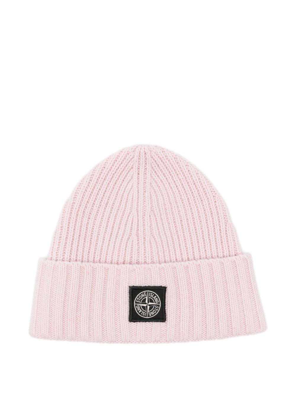 STONE ISLAND Berretto rosa con logo