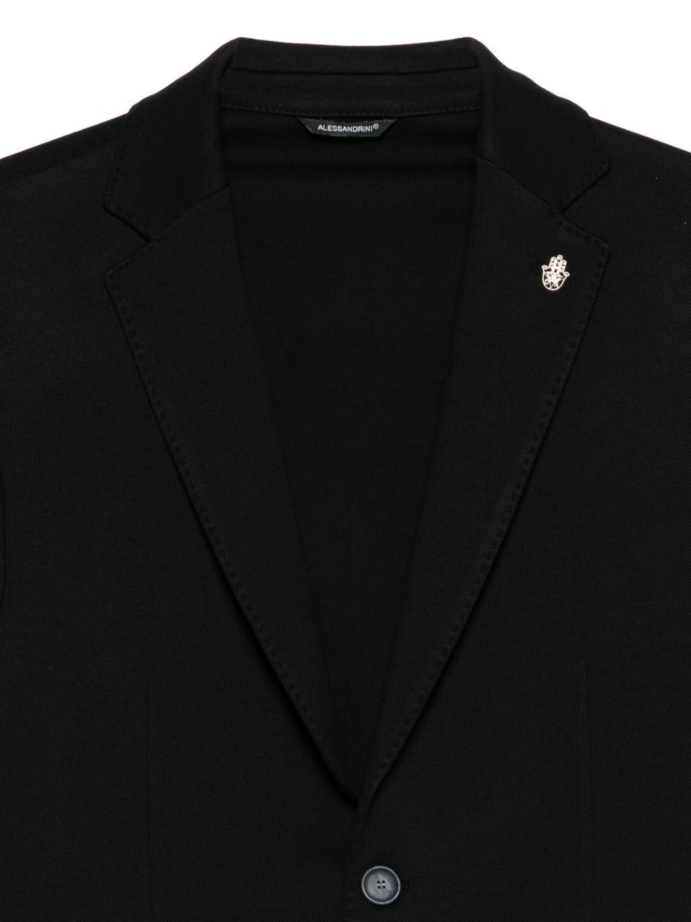 DANIELE ALESSANDRINI Blazer nero con spilla distintiva