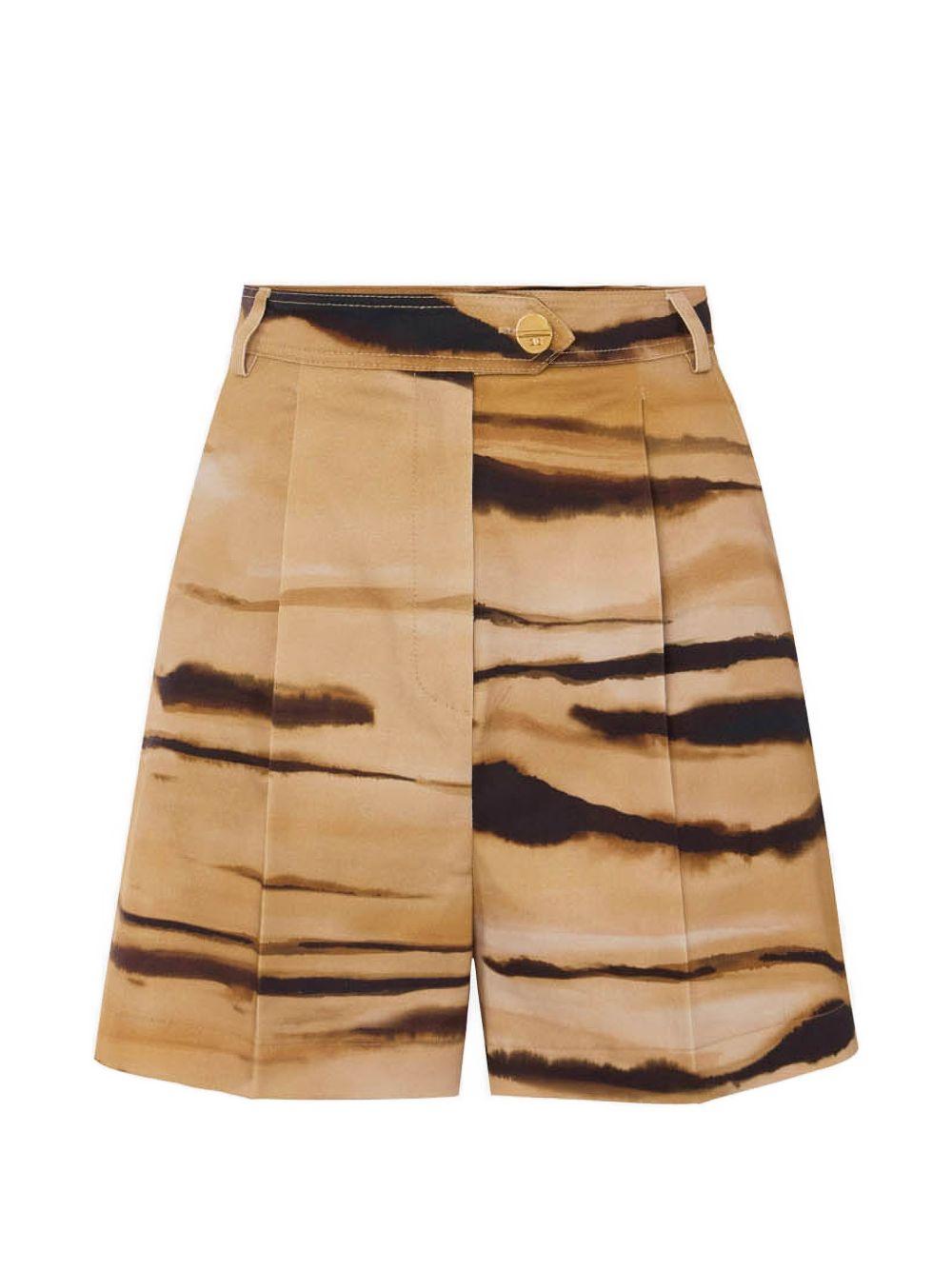 ELISABETTA FRANCHI Pantaloncini con stampa grafica marrone