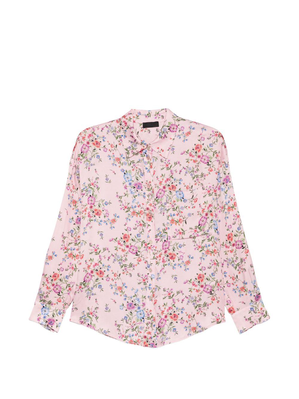 LIUJO Camicia rosa chiaro con stampa grafica floreale