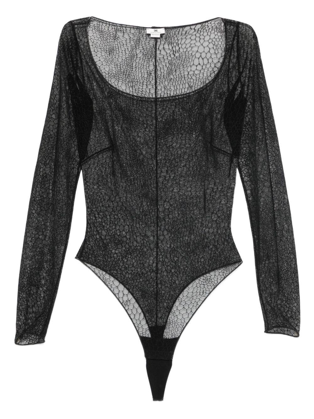 ELISABETTA FRANCHI Body nero con motivo geometrico