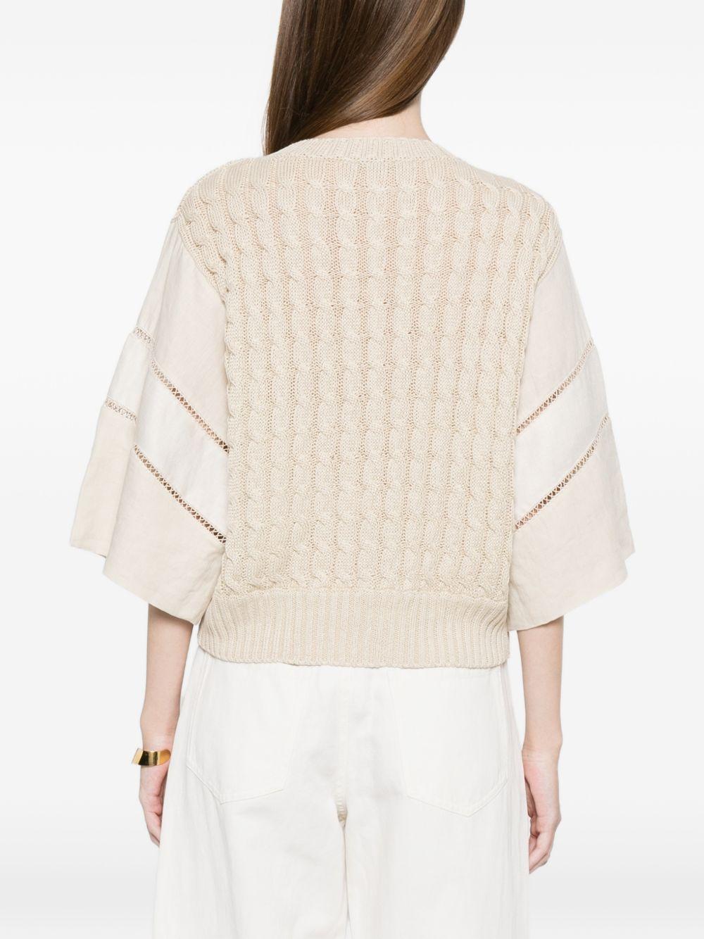 MAX MARA Maglia Scatola traforata in lino beige
