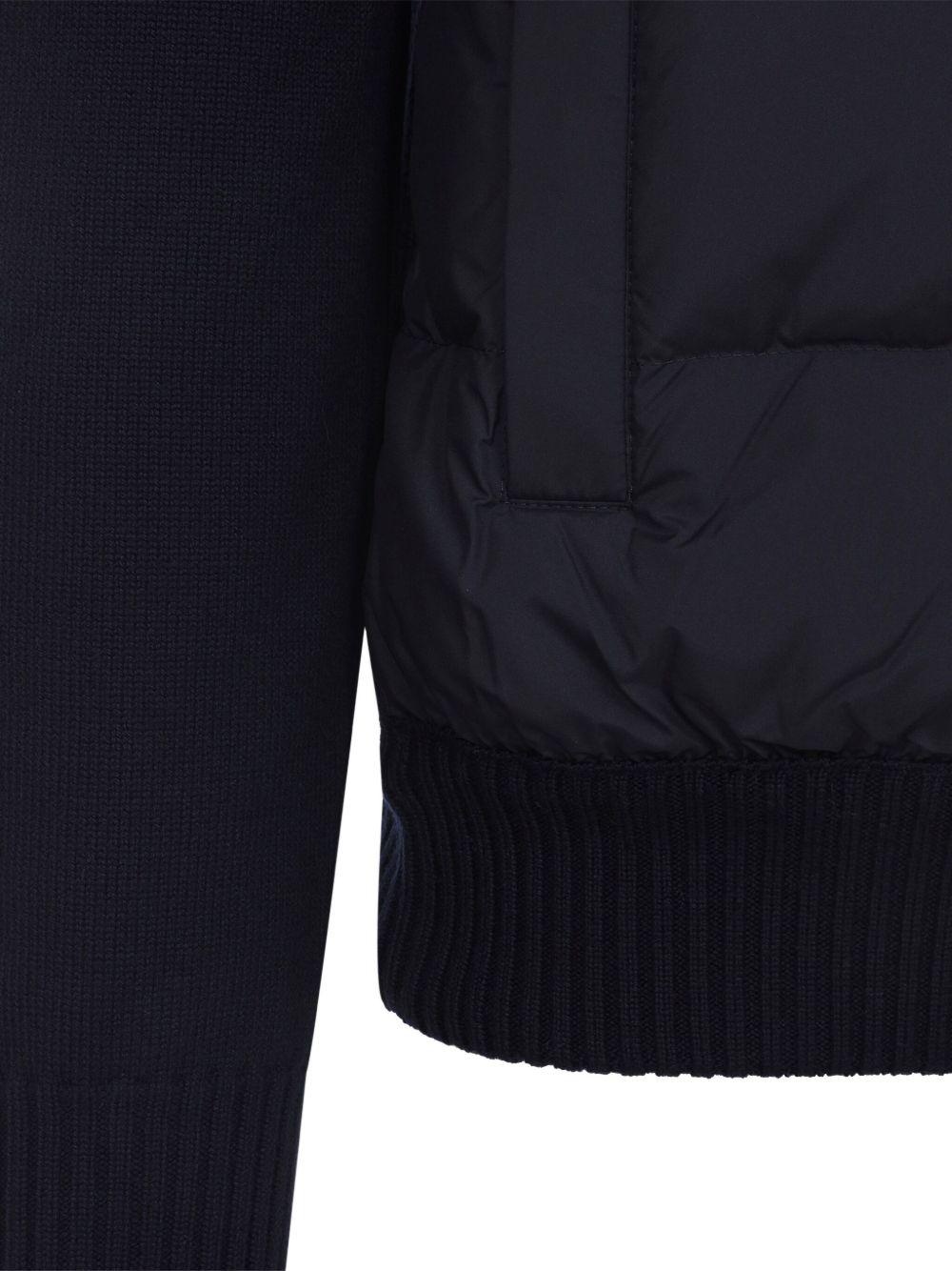 MONCLER Giacca bomber nera imbottita con tasche laterali