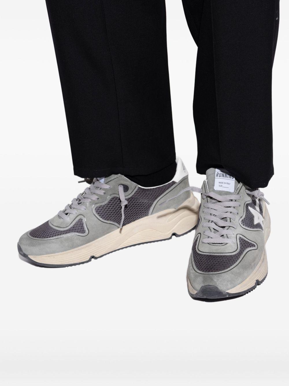GOLDEN GOOSE Sneakers 'Running Sole' con tomaia in suede verde e mesh grigio