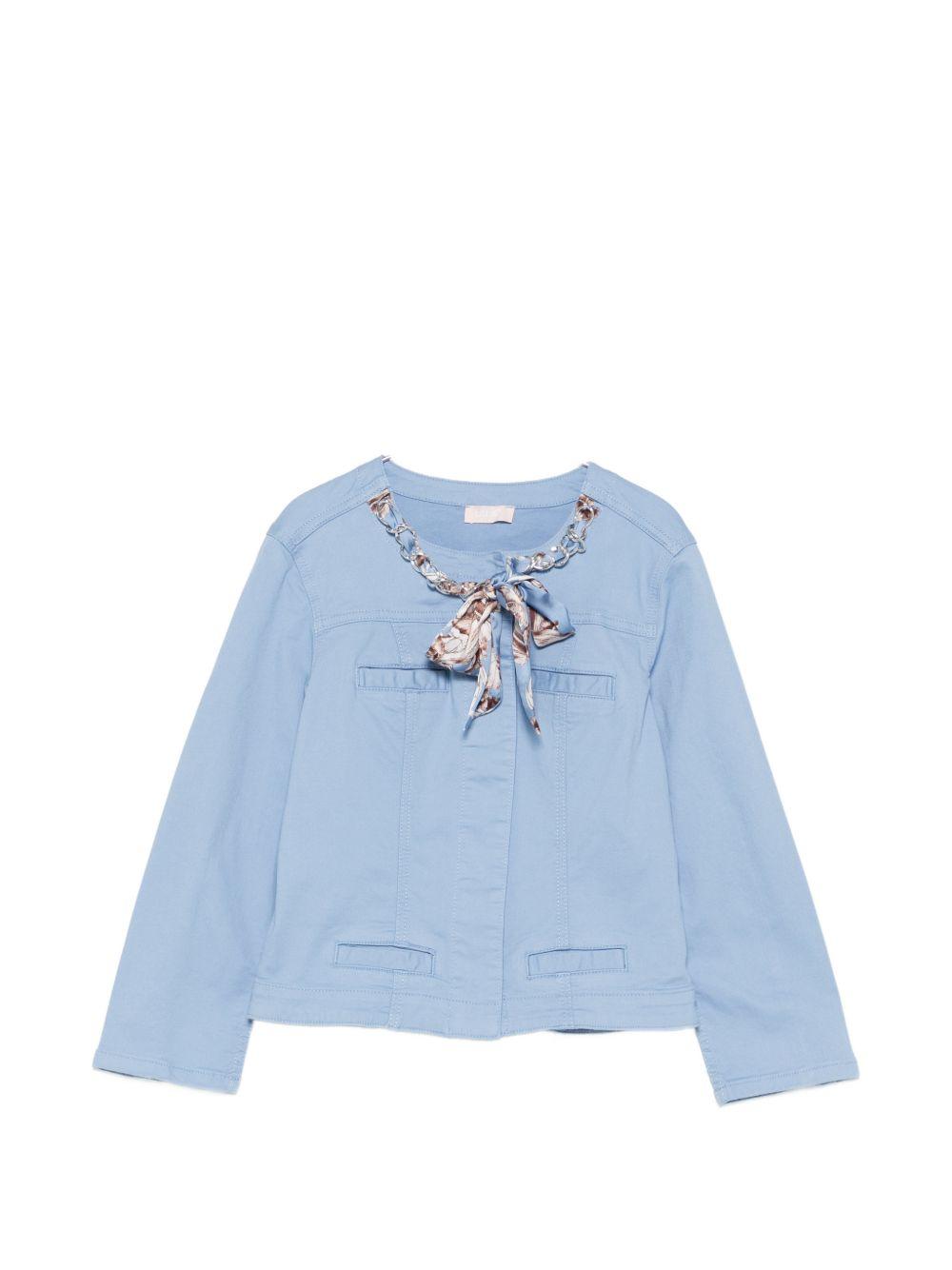 LIUJO Giacca con foulard girocollo celeste