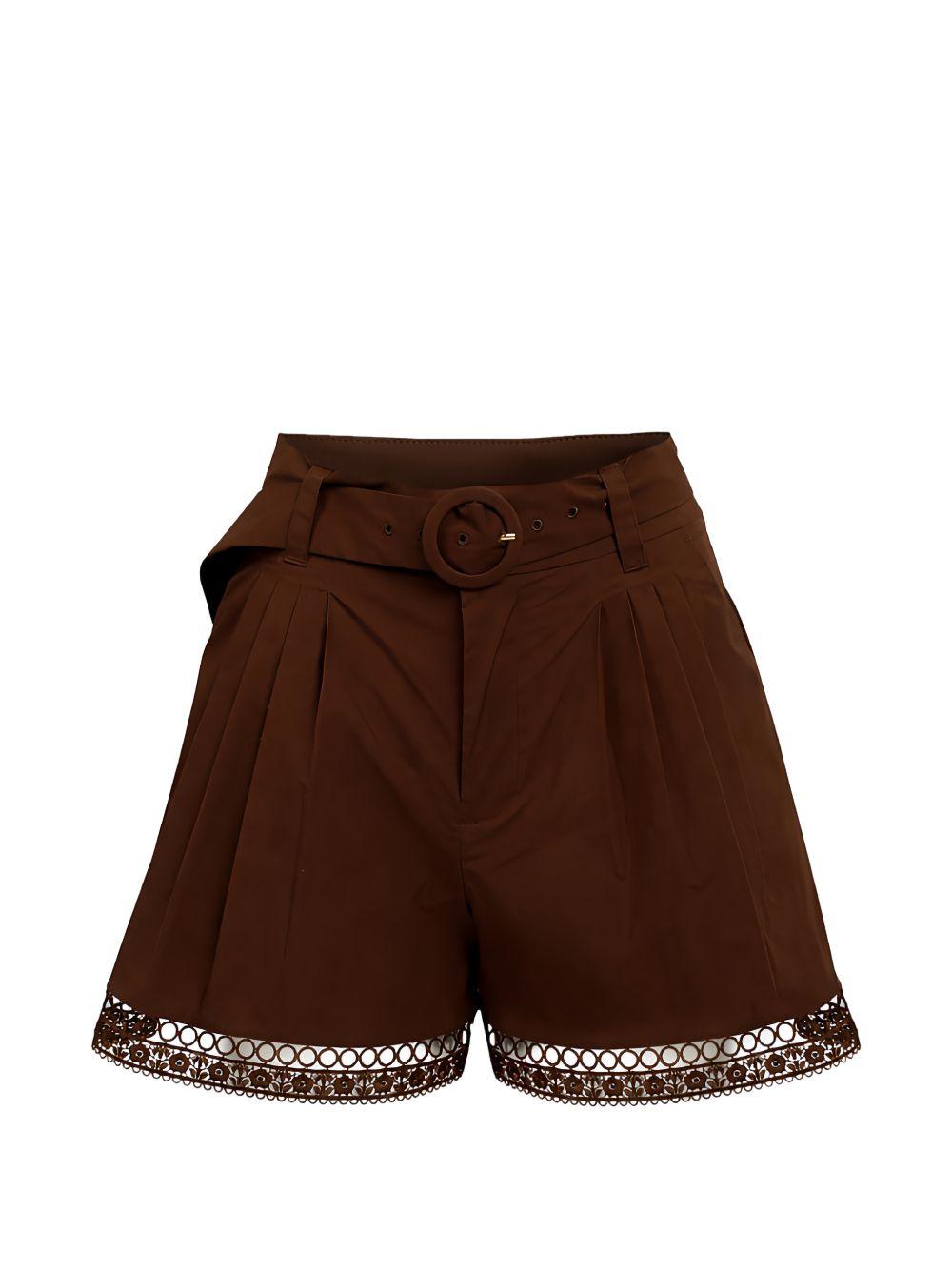 TWINSET Pantaloni corti in cotone elaticizzato con cintura in vita