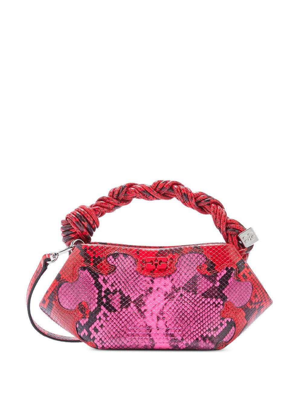 GANNI Borsa Bou Mini Snake rosa e rosso con tracolla