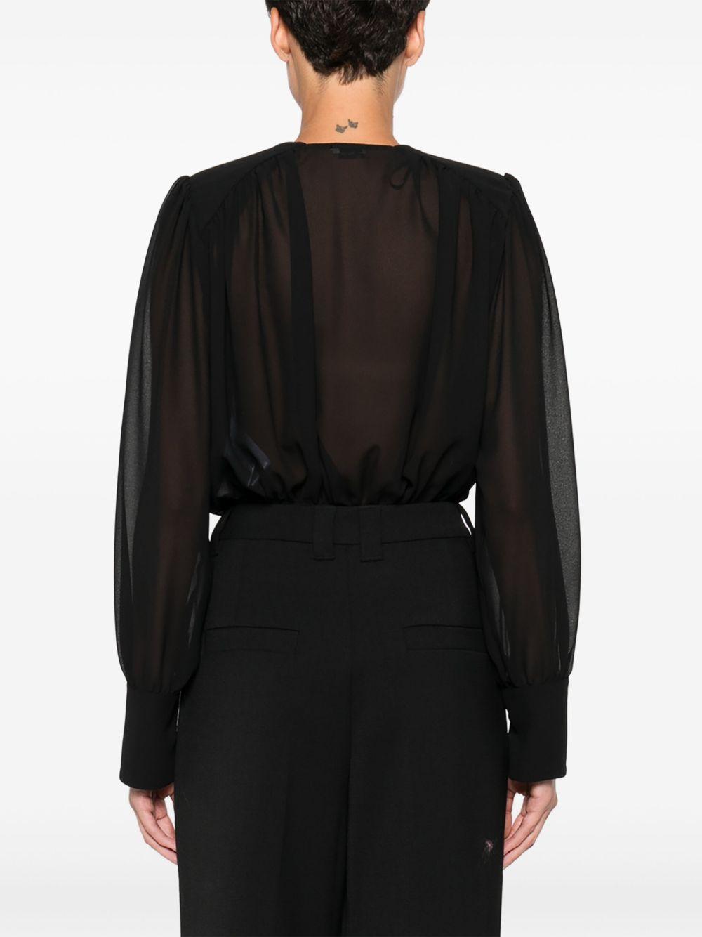 ELISABETTA FRANCHI Body in georgette nero con bottoni gioiello