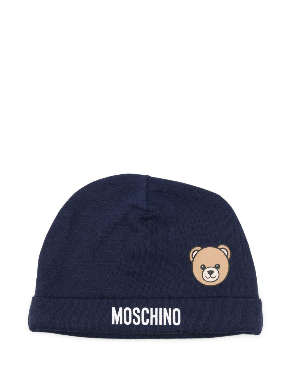 MOSCHINO Berretto in cotone con Teddy