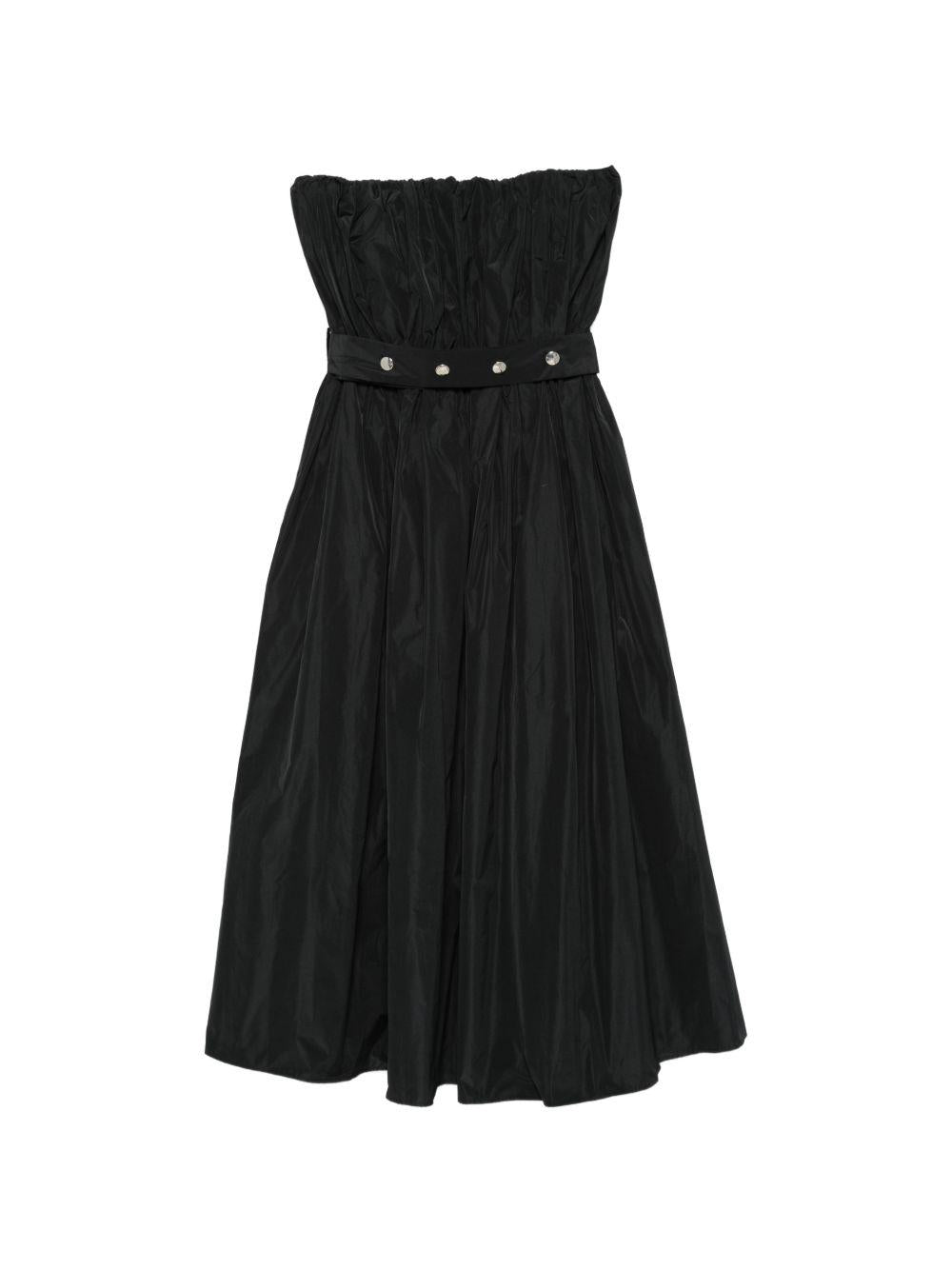 MSGM Abito nero con cintura in vita senza spalline