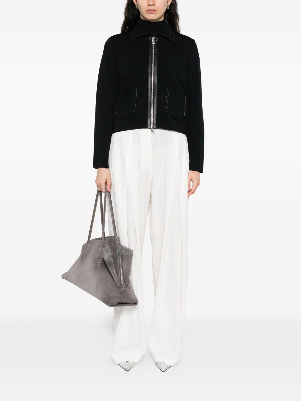 LIUJO Cardigan nero con rifiniture in pelle