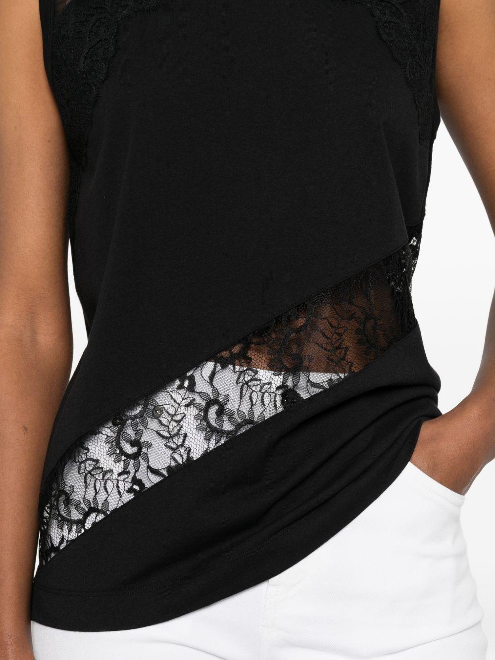 PINKO T-shirt Molly in cotone nero con pizzo