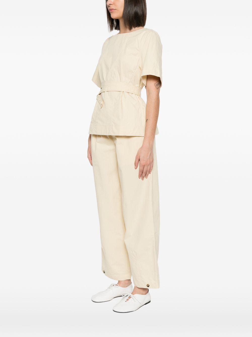 YERSE T-shirt Carli in cotone beige girocollo