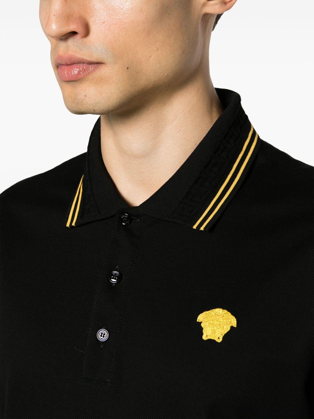 VERSACE Polo 'Medusa' a maniche corte nera realizzata in piqué di cotone