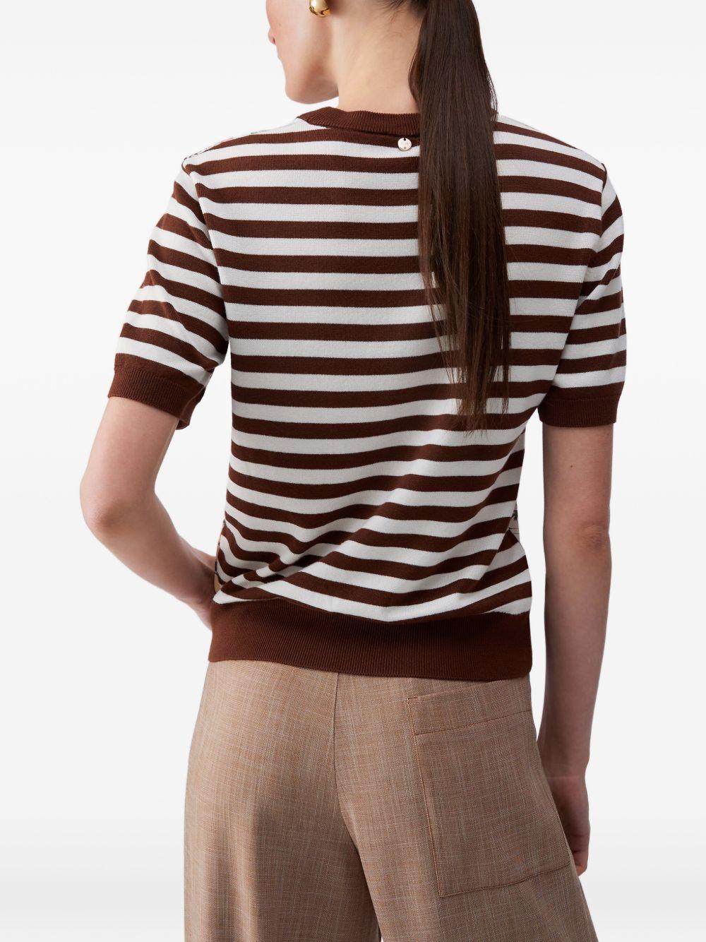 LIUJO Maglia a righe a maniche corte con design grafico floreale