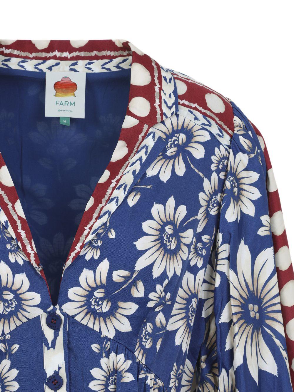 FARM RIO Mini abito con stampa floreale in cotone blu