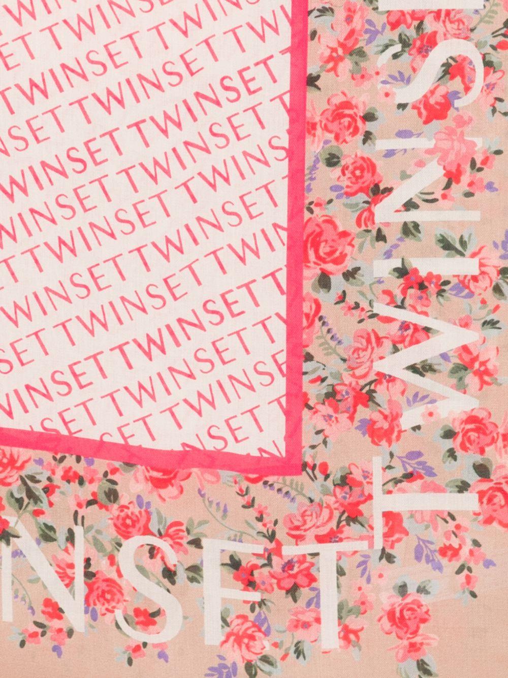 TWINSET Foulard rosa con stampa floreale