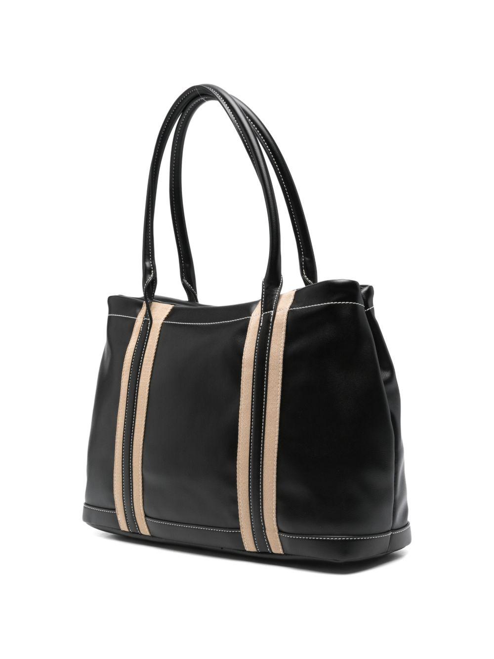 LOVE MOSCHINO Borsa nera con logo patch e doppi manici